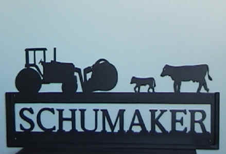 Silhouette Tractor With Cow And Calf