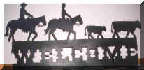 Horse, Rider And Cattle Weathervane